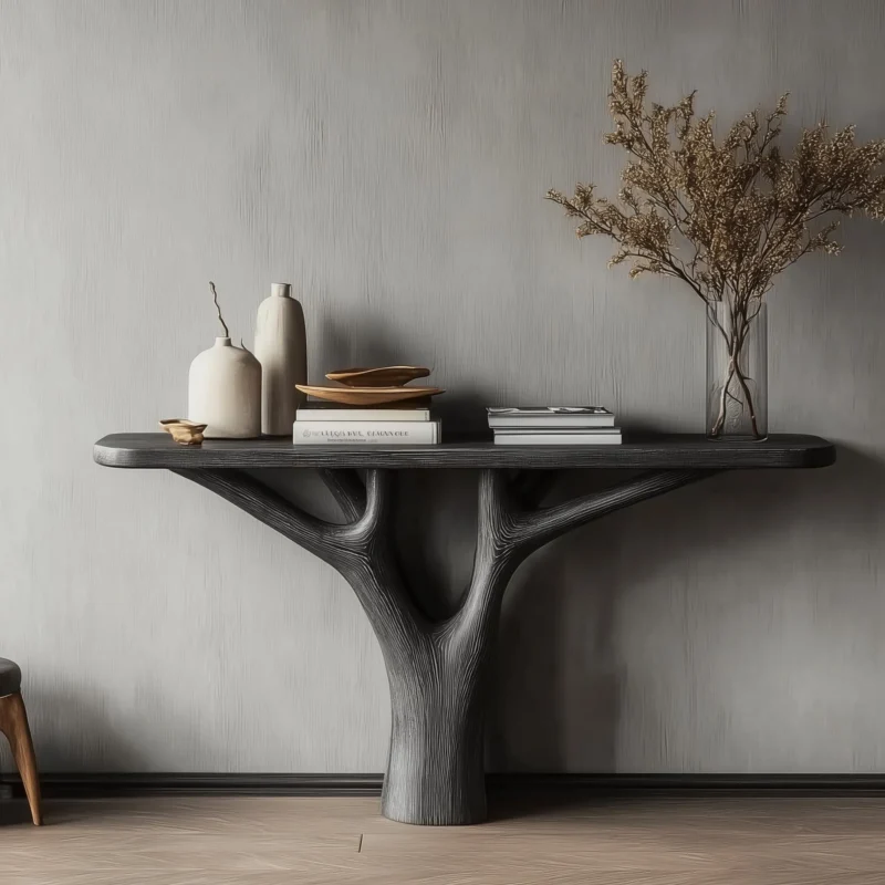 Arboreal Console Table Solid Wood Handcrafted for Foyer