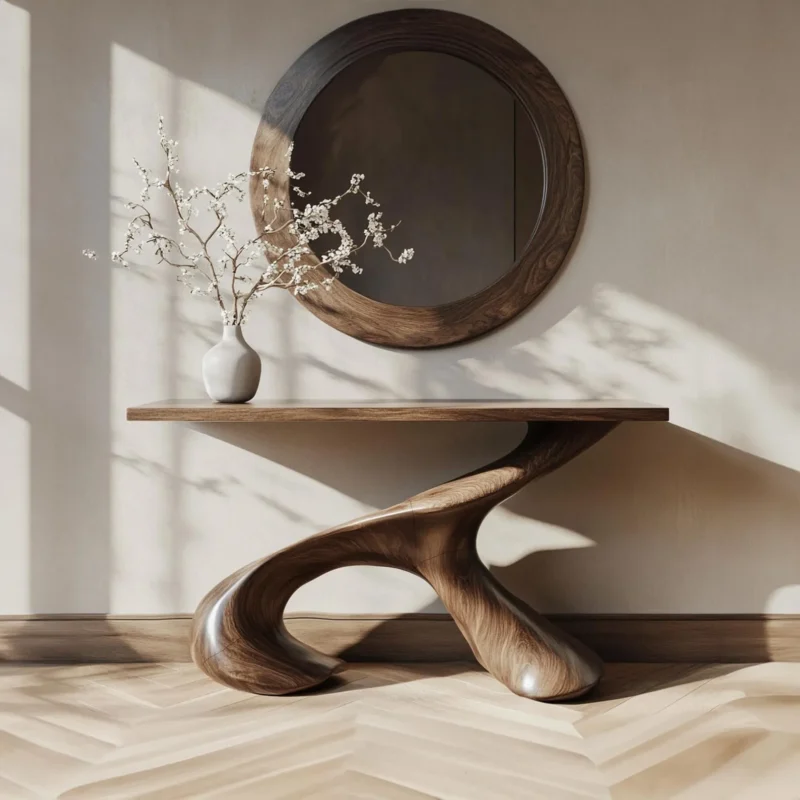 Custom Rustic Live Edge Narrow Console Table