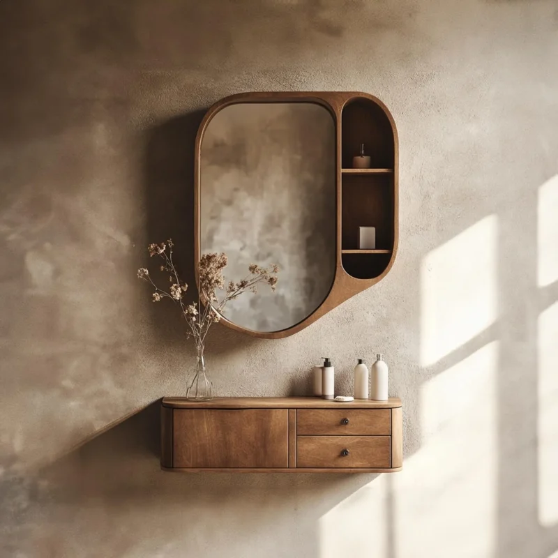 Rustic Wood Bathroom Vanity Cabinet With Storage