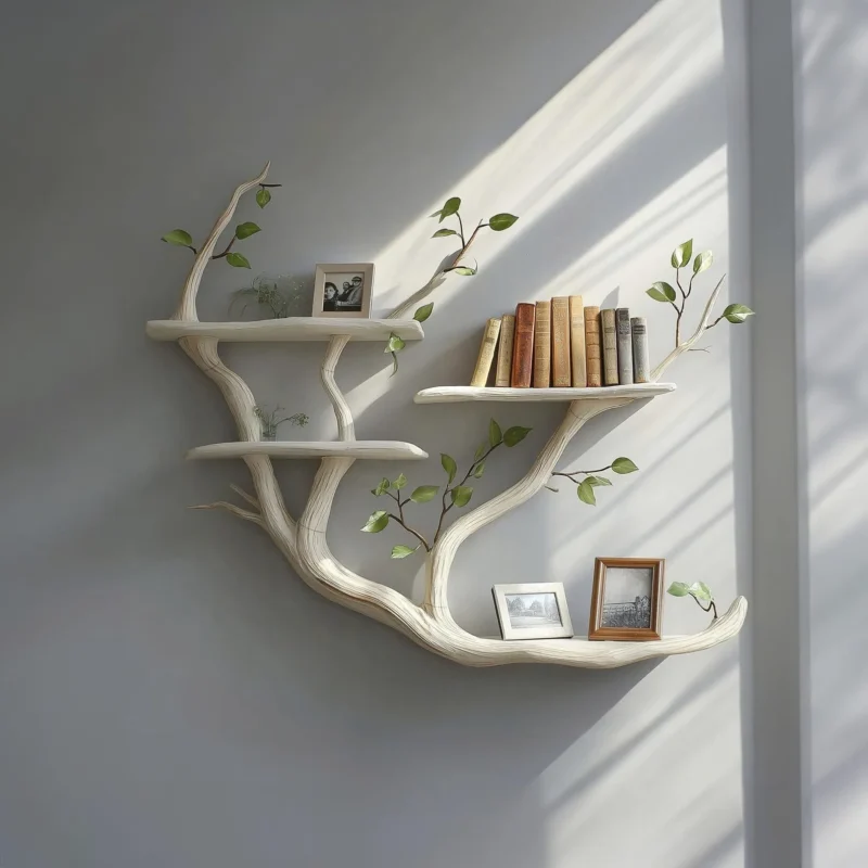 Rustic Solid Wood Floating Wall Bookshelf
